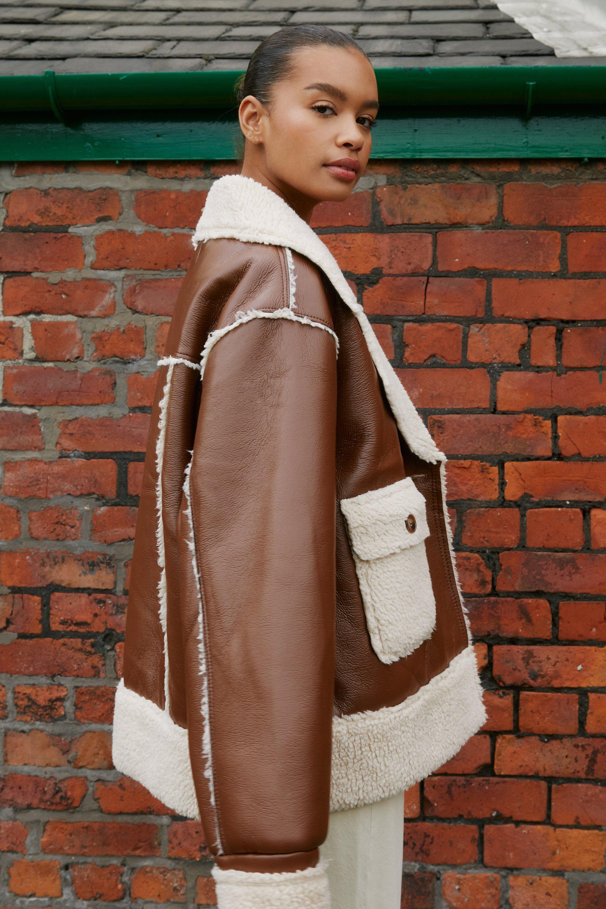 Plus shearling outlet coat