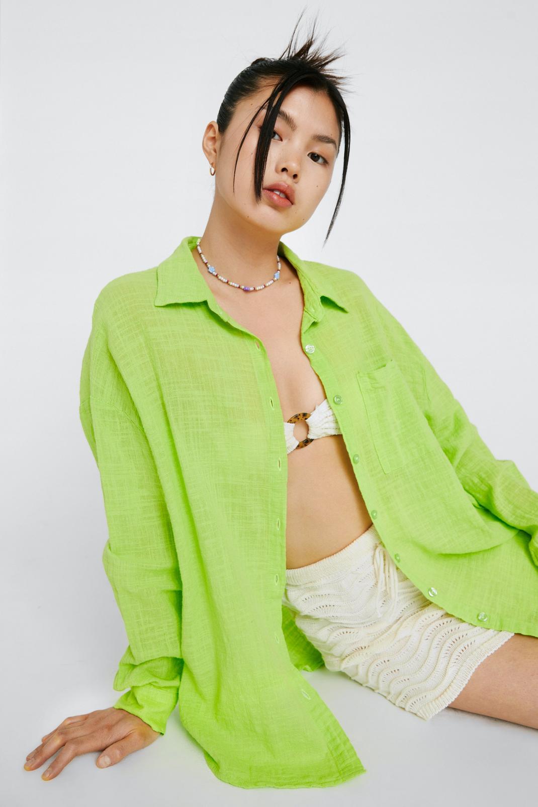Lime Relaxed Fit Linen Shirt image number 1
