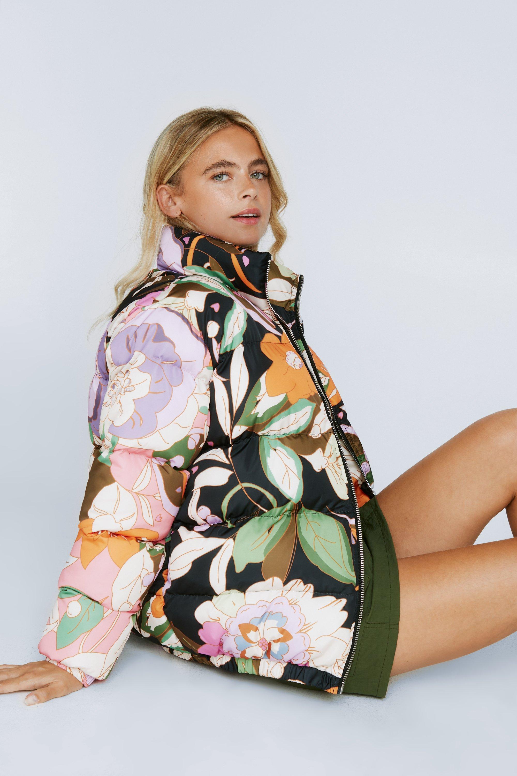 Floral Print Oversized Padded Jacket