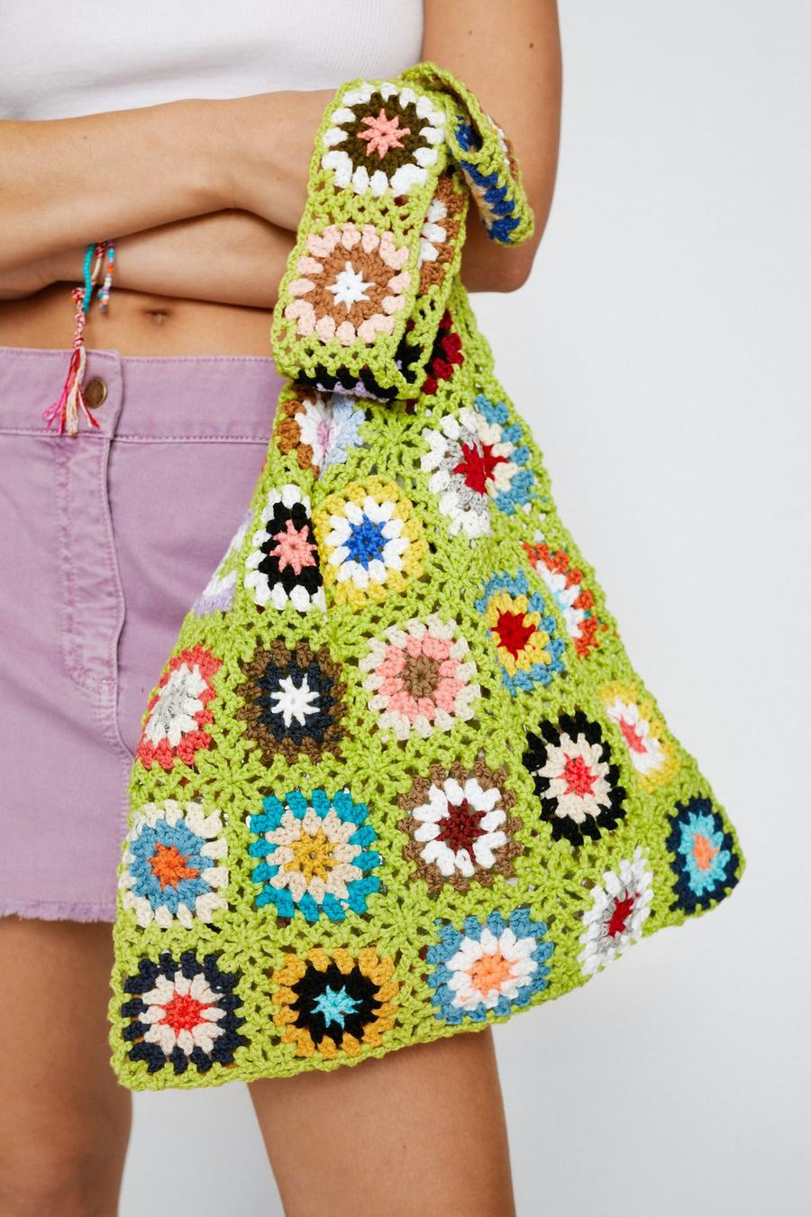 Multi Colour Crochet Slouchy Shoulder Bag