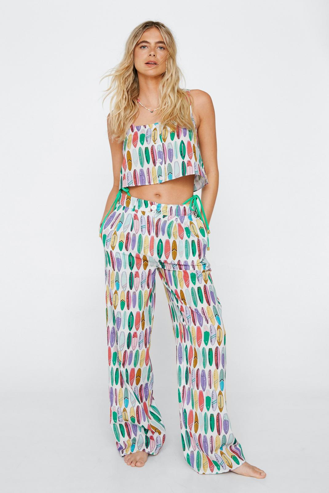 White Surf Board Crop Top Co-ord image number 1