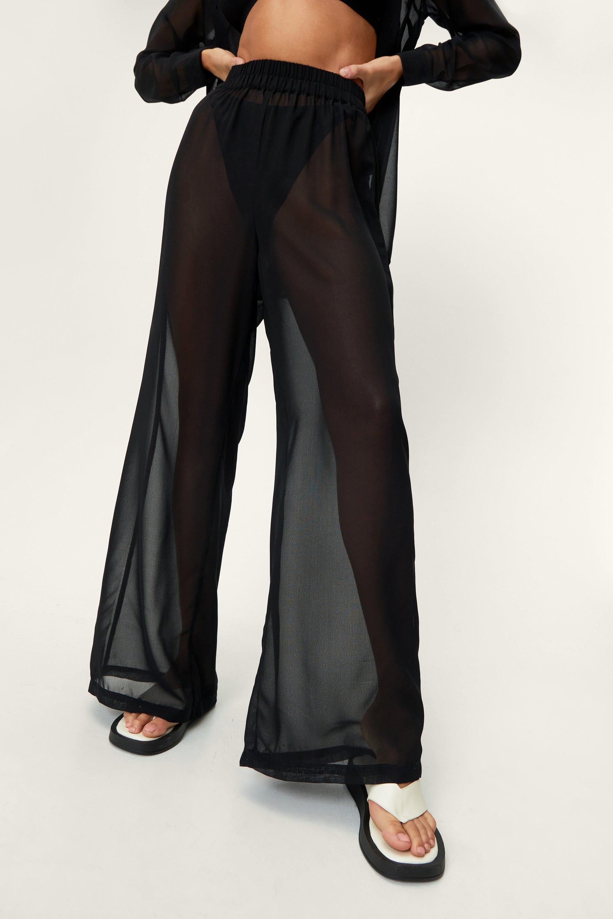 Black chiffon hot sale palazzo trousers