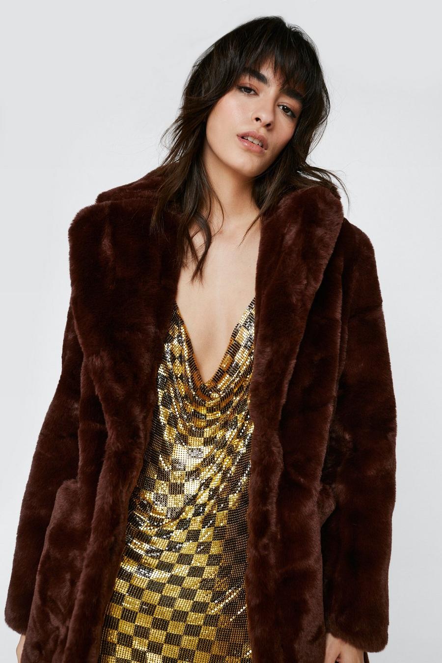 Plush Faux Fur Longline Coat
