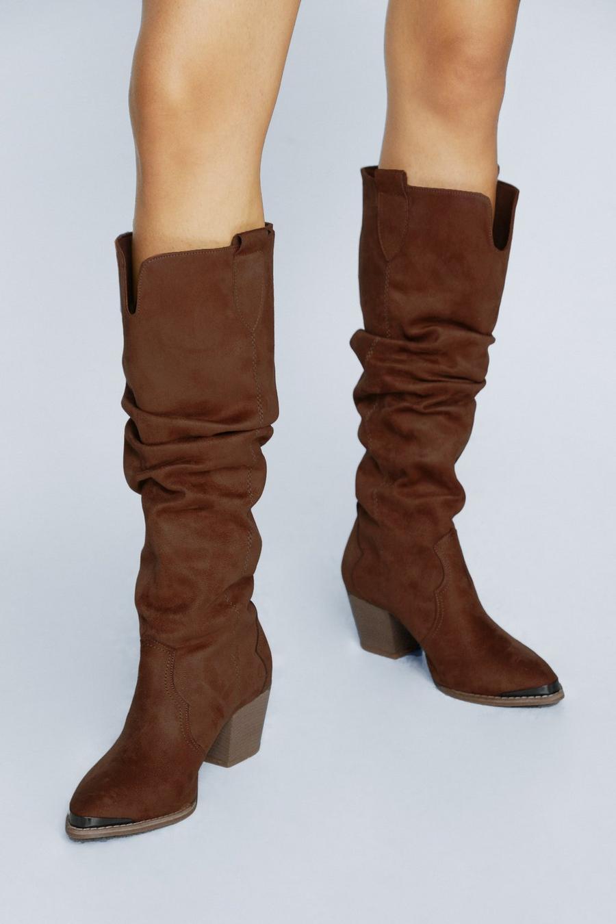 Faux Suede Metal Tip Cow Boy Boot