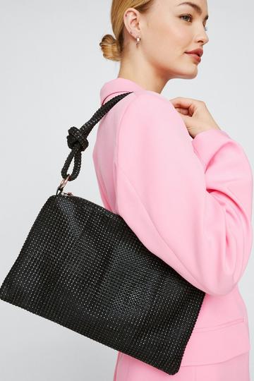 Black Diamante Embellished Shoulder Bag