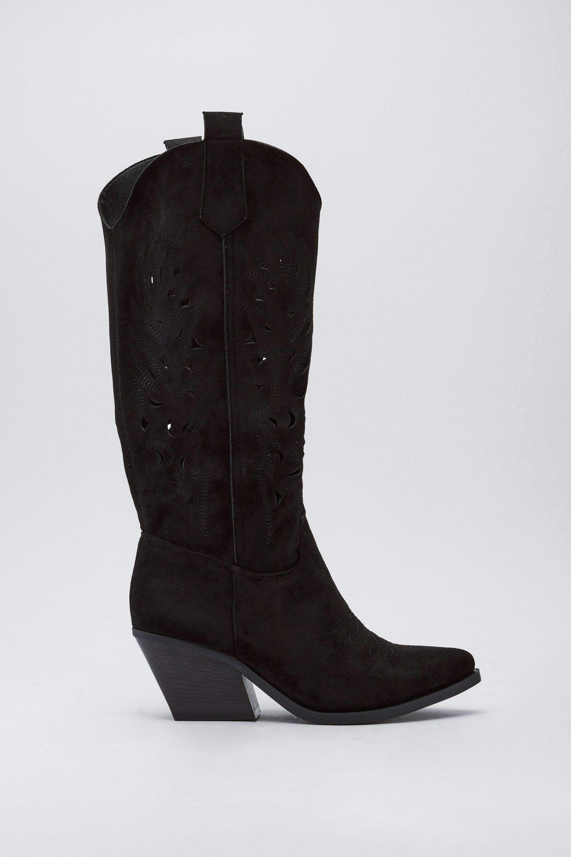 black cowboy boots suede