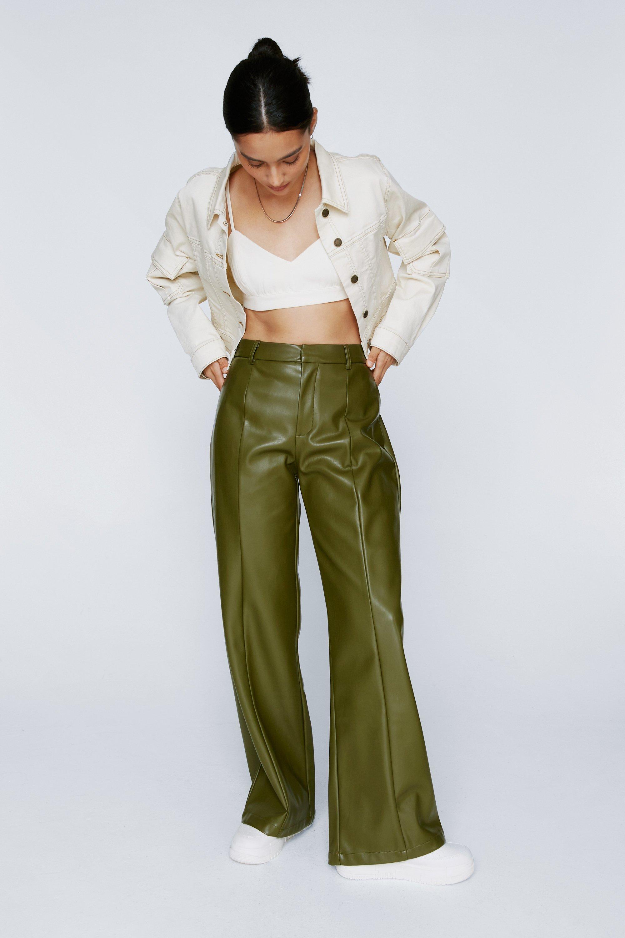 Petite faux leather trousers best sale