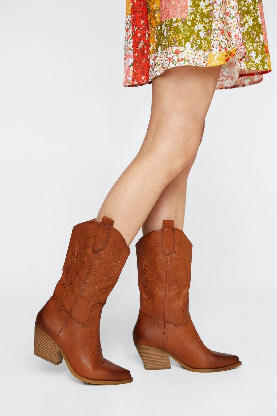 Faux Leather Western Boots