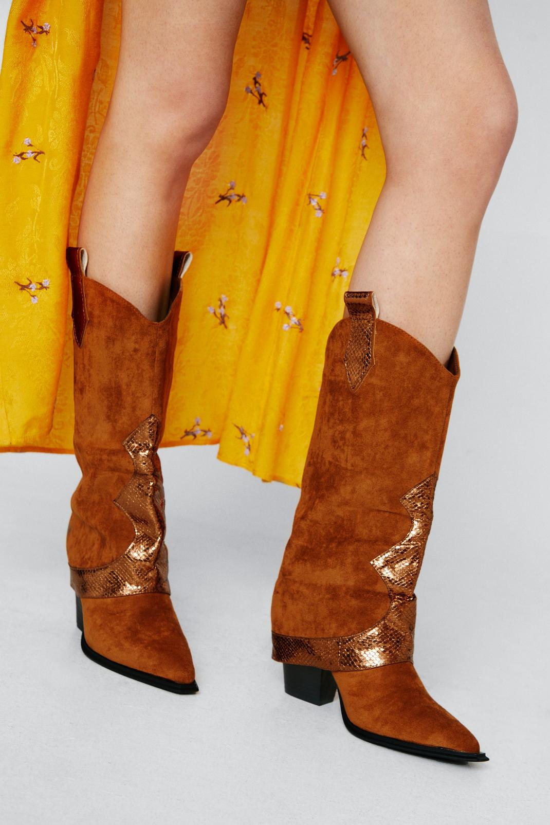 Contrast Fold Over Western Boots image number 1