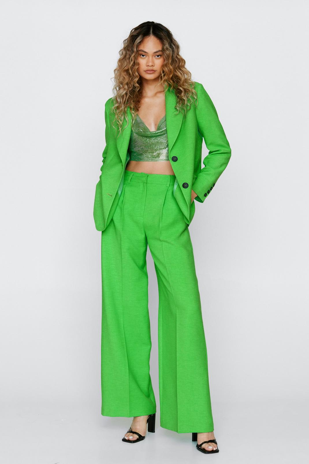 Pantalon de tailleur ample à taille haute, Green image number 1