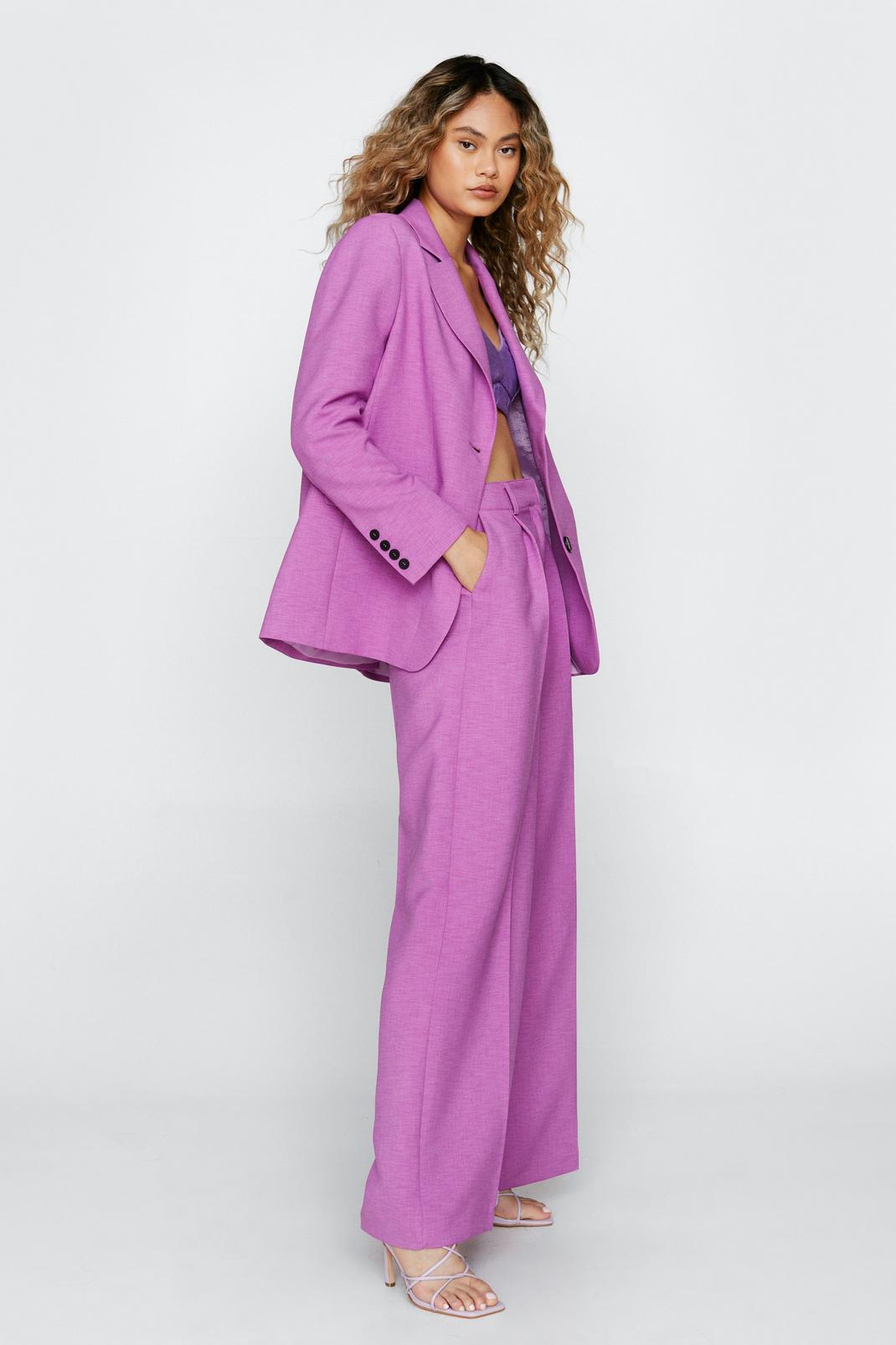 Lilac High Waisted Wide Leg Tailored Trousers image number 1