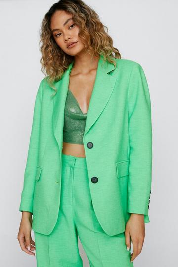 Green Button Detail Oversized Blazer