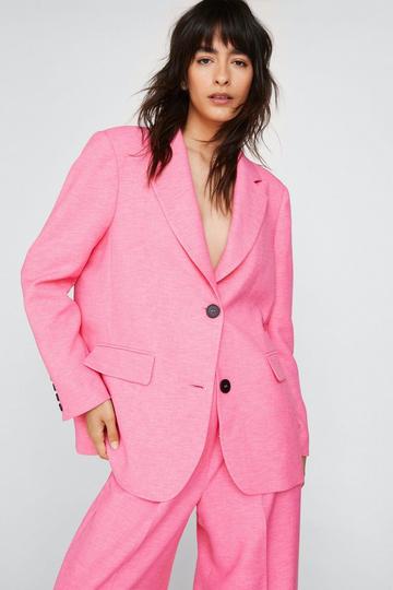 Button Detail Oversized Blazer pink