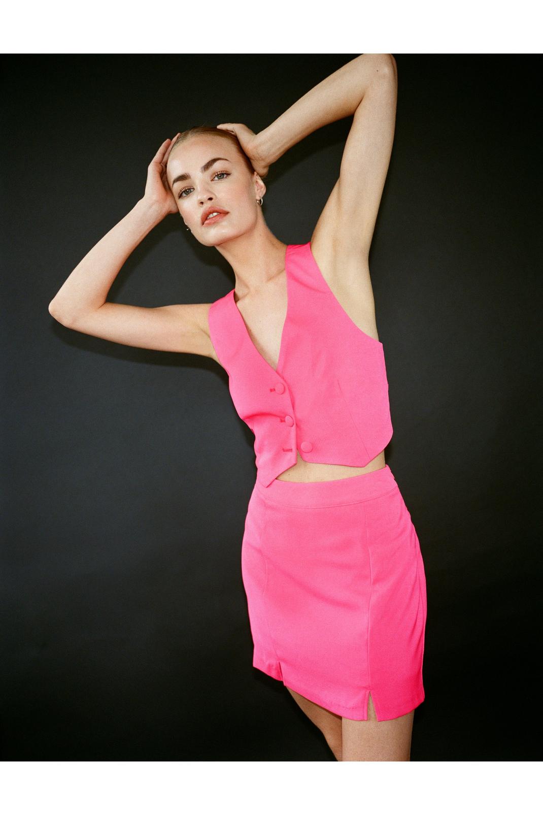 Pink Tailored Two Piece Cross Back Vest image number 1