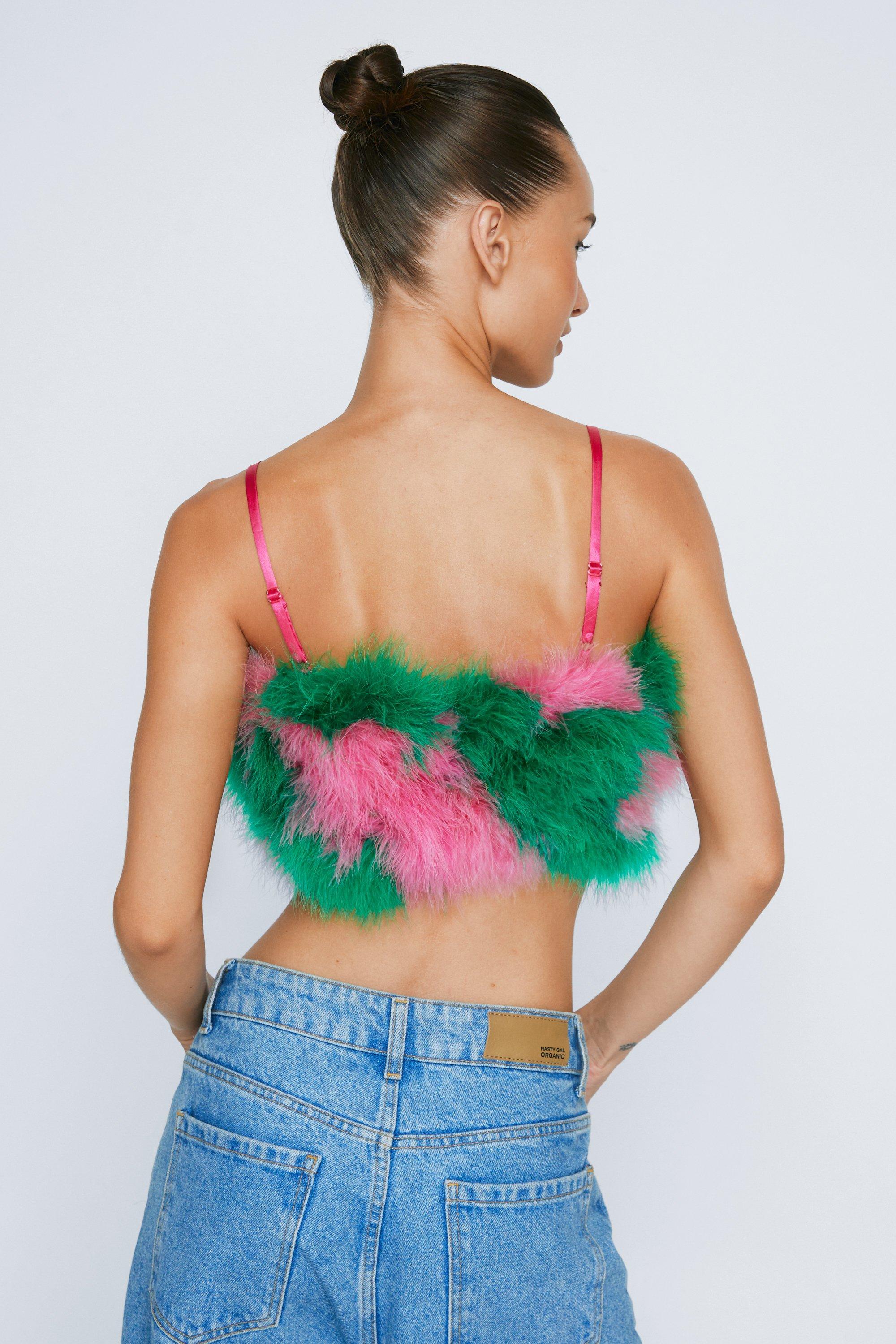 Premium Feather Bandeau Crop Top