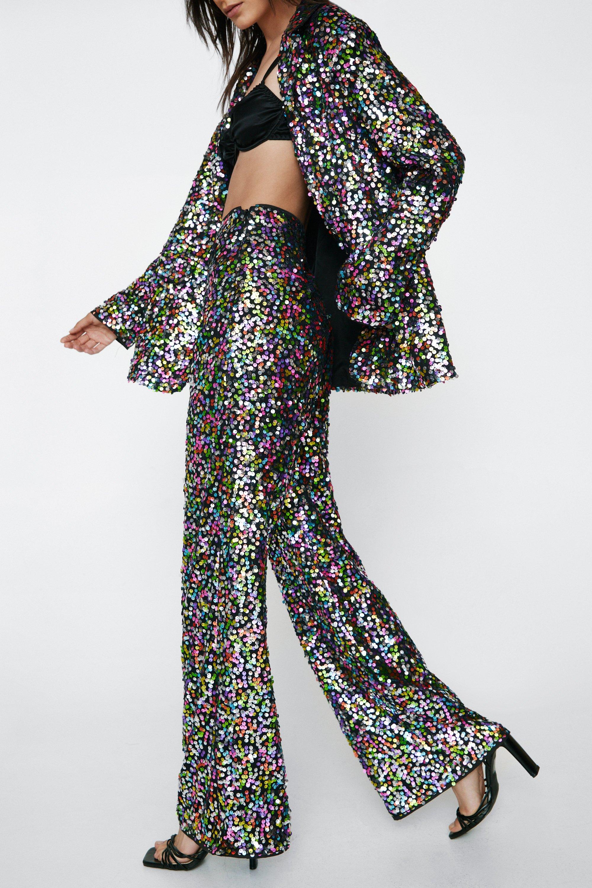 Sereh Wide-Leg Sequin Pants