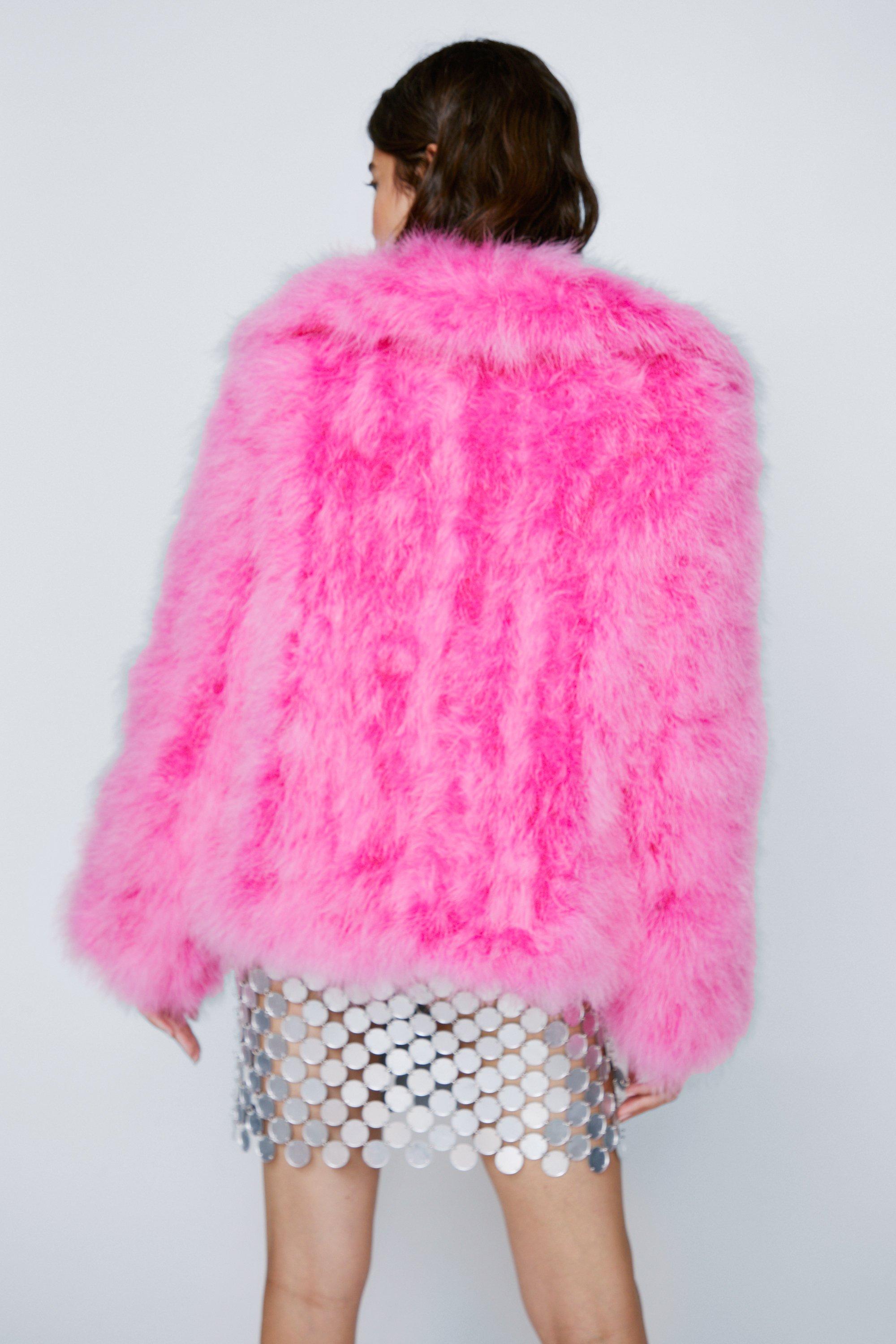 Kidman Feather Jacket In Wild Pink