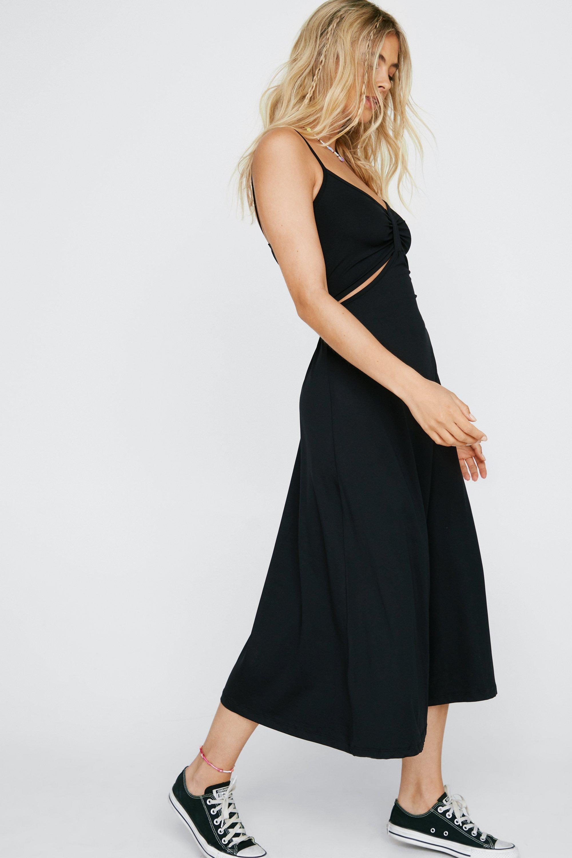 Strappy Cut Out Slinky Midi Dress