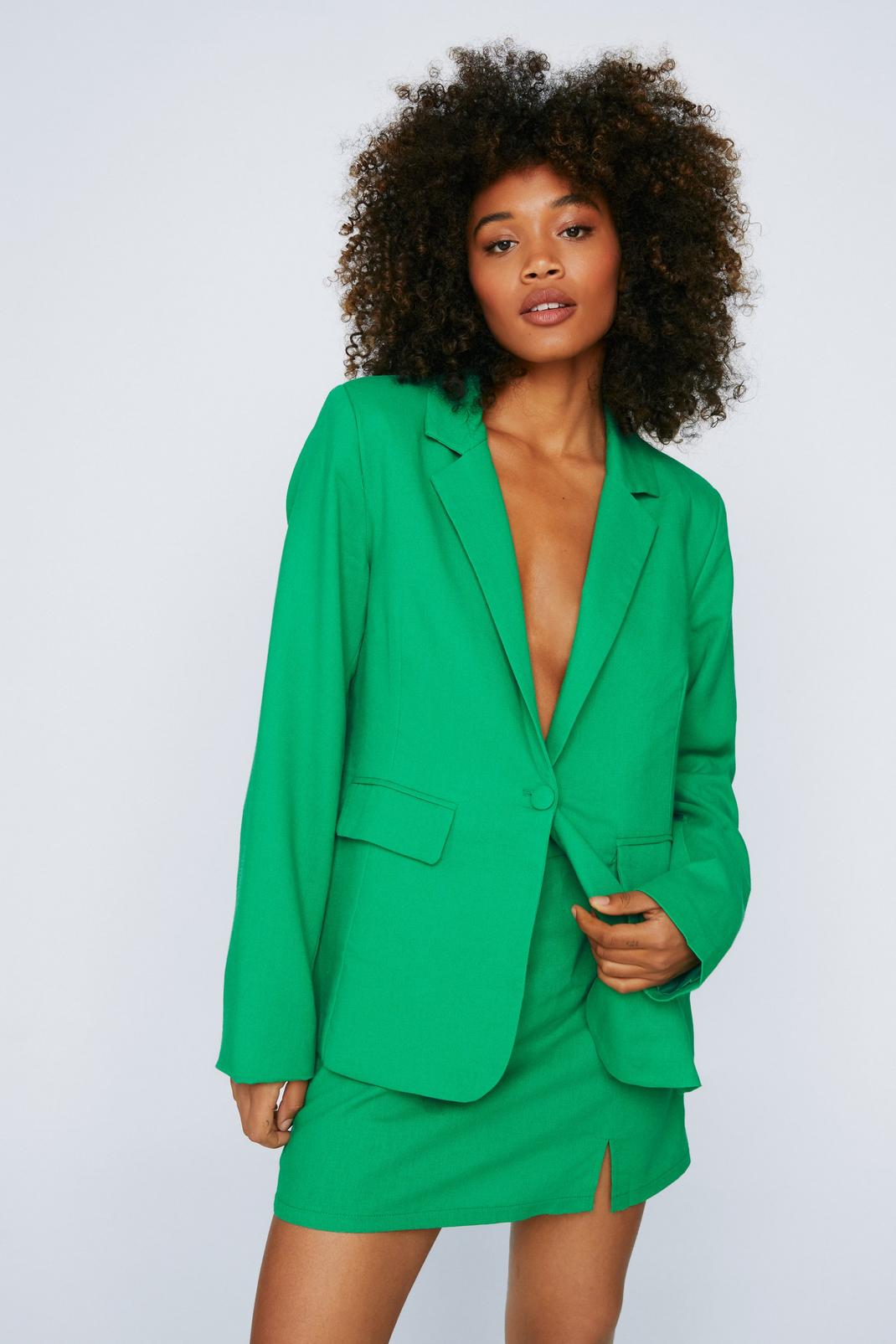 Mini jupe de tailleur en lin, Green image number 1