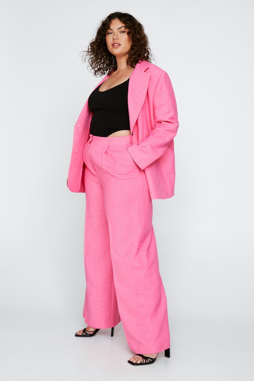 Hot pink Plus Size Tracy Co-ord Trousers image number 1