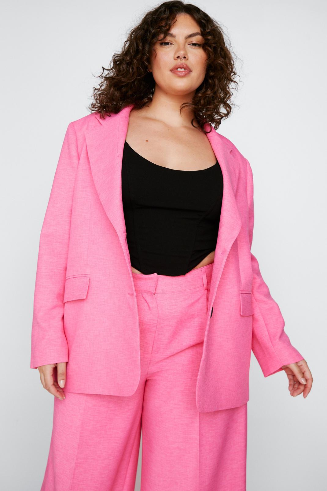 Hot pink Plus Size Blazer image number 1