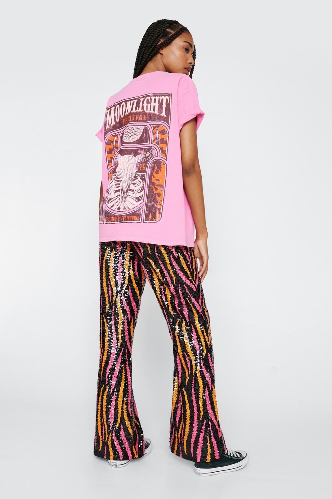 T-shirt délavé oversize à imprimé Moon Light, Purple image number 1