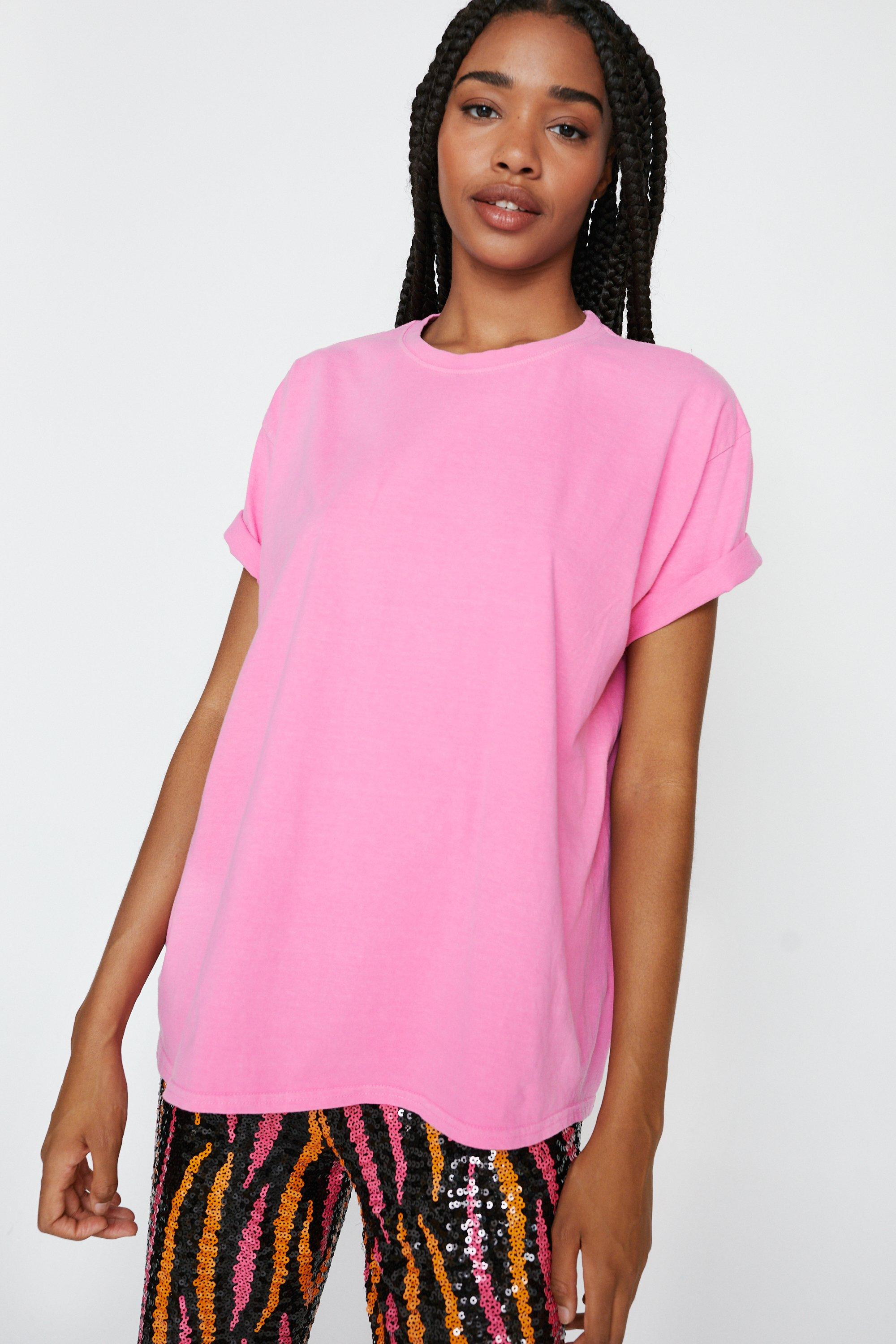 Hot Pink Washed Oversized T Shirt