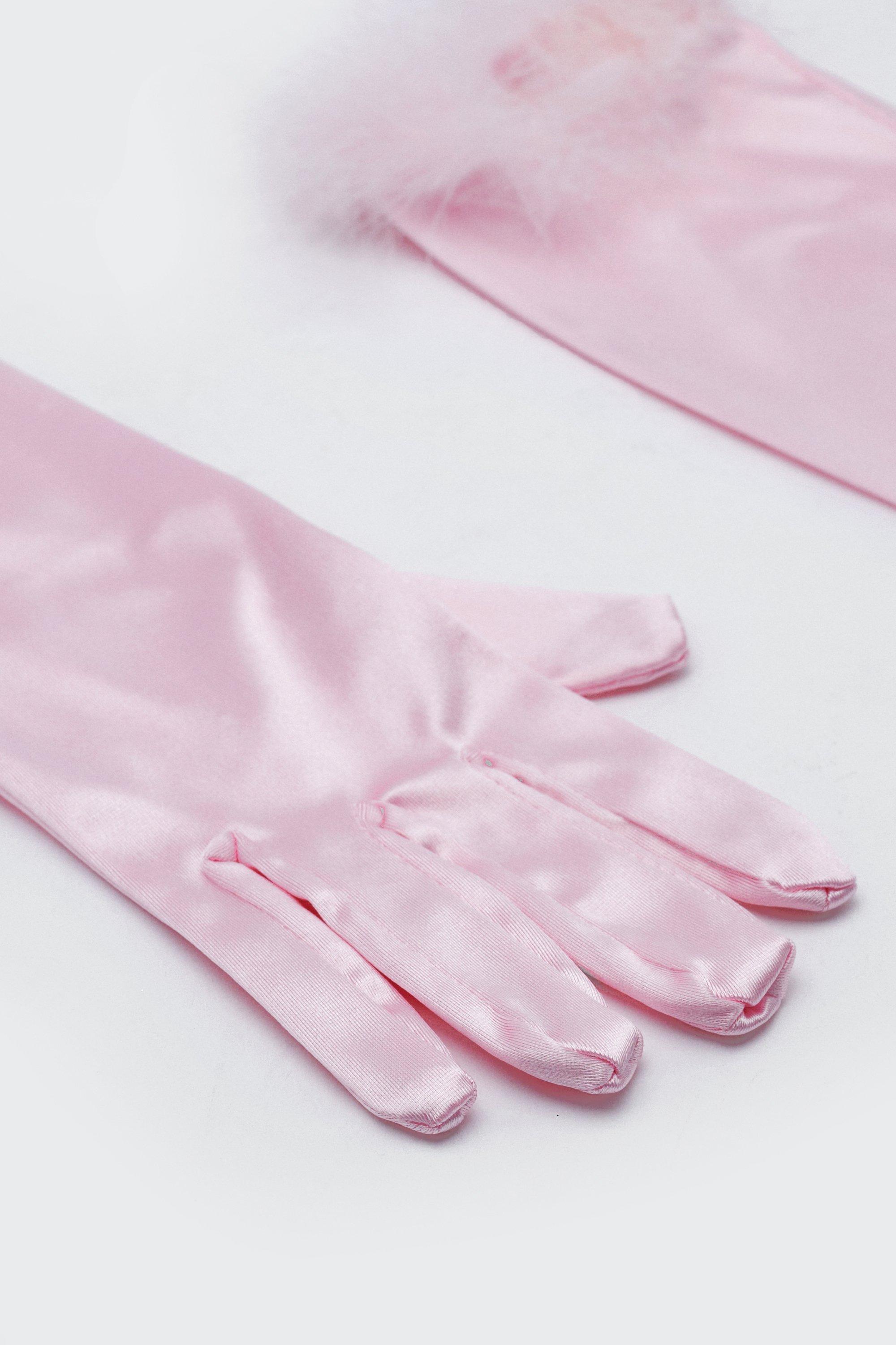 white and pink gloves