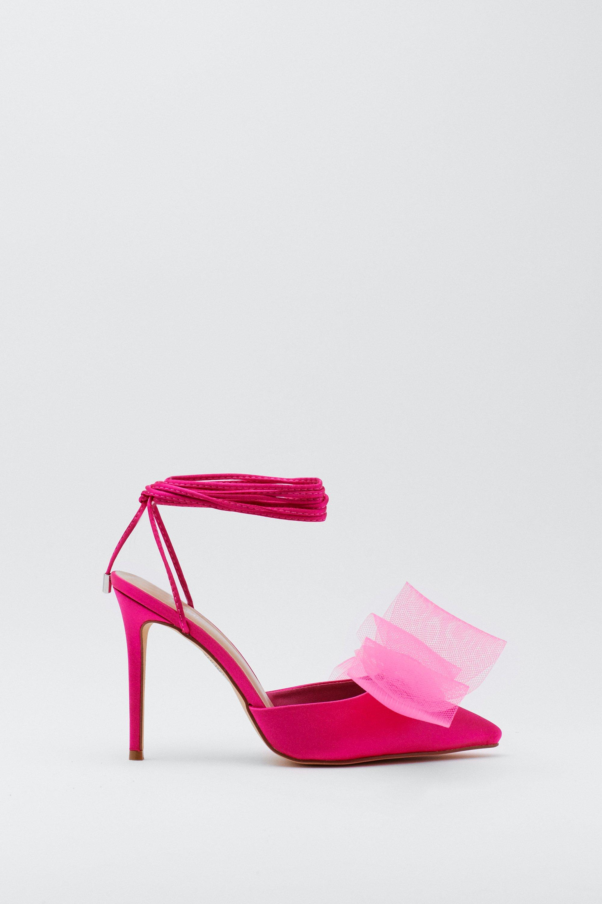 Pink satin clearance bow heels