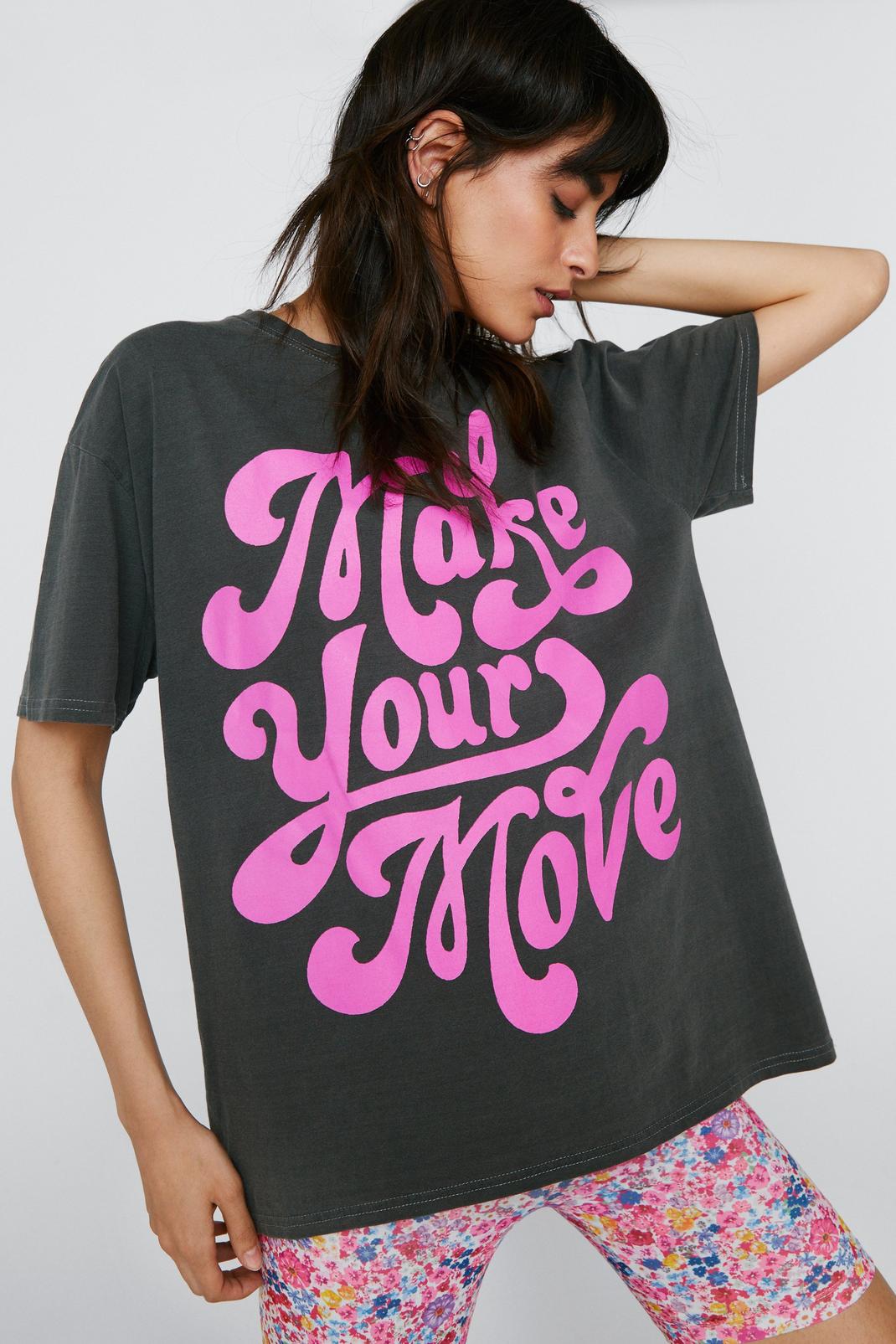 T-shirt oversize à imprimé Make Your Move, Grey image number 1