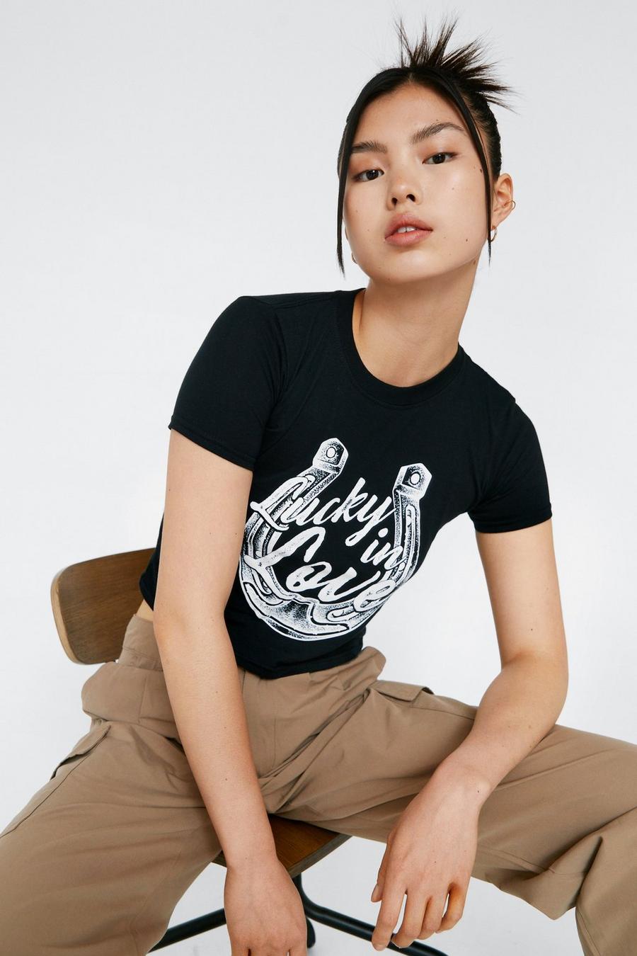 Western Lucky in Love Fitted Graphic T-Shirt