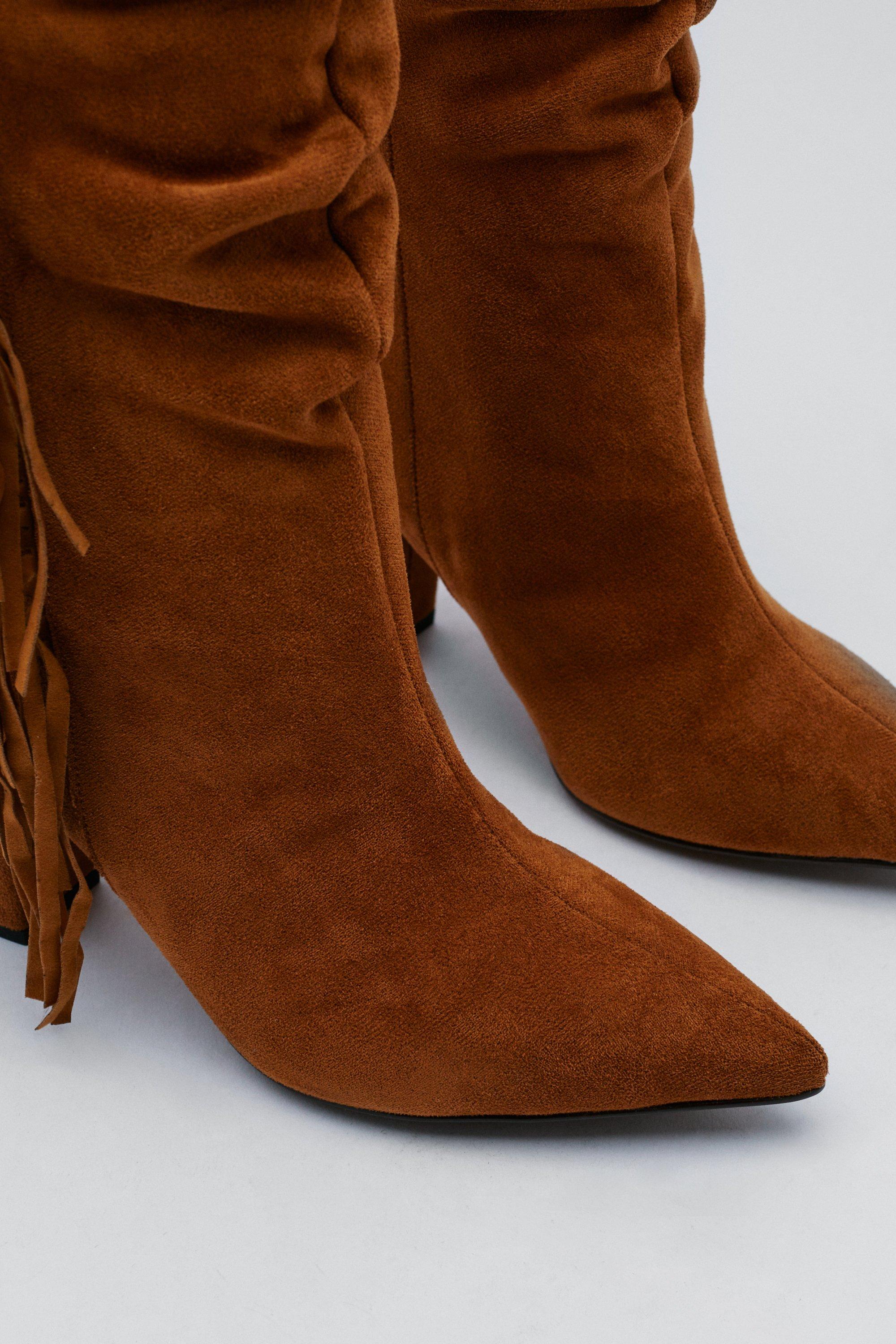 Suede boots clearance with tassels