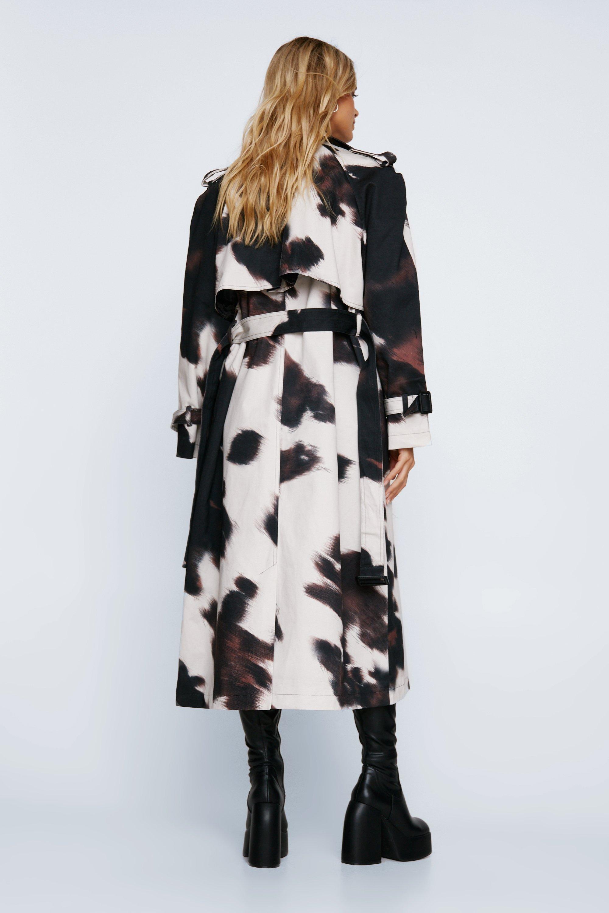 Cow Print Trench Coat on Sale | bellvalefarms.com