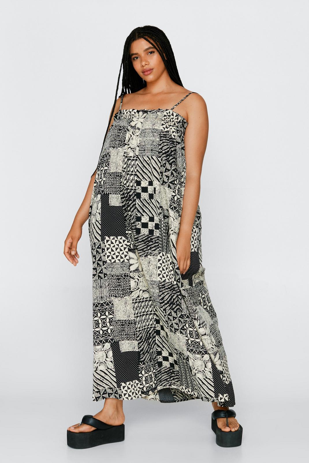 Black Plus Size Batik Print Maxi Dress image number 1