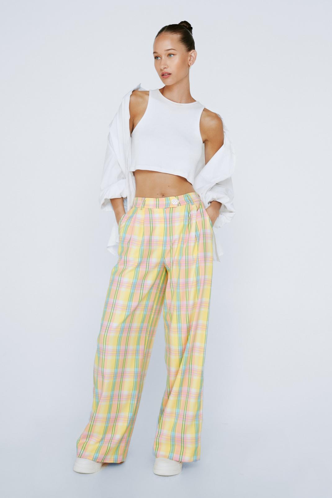 Multi Petite Low Rise Check Print Tailored Pants image number 1