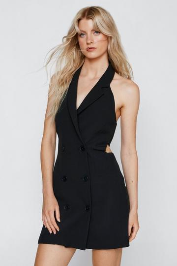 Black Tailored Vest Cut Out Mini Dress