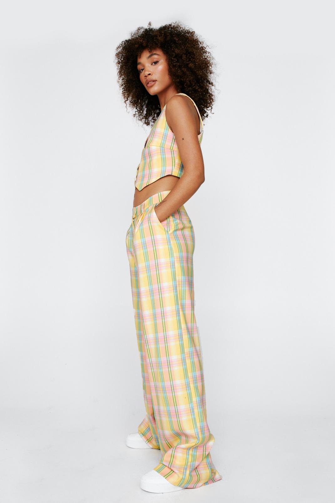 Multi Check Print Low Rise Tailored Trousers image number 1