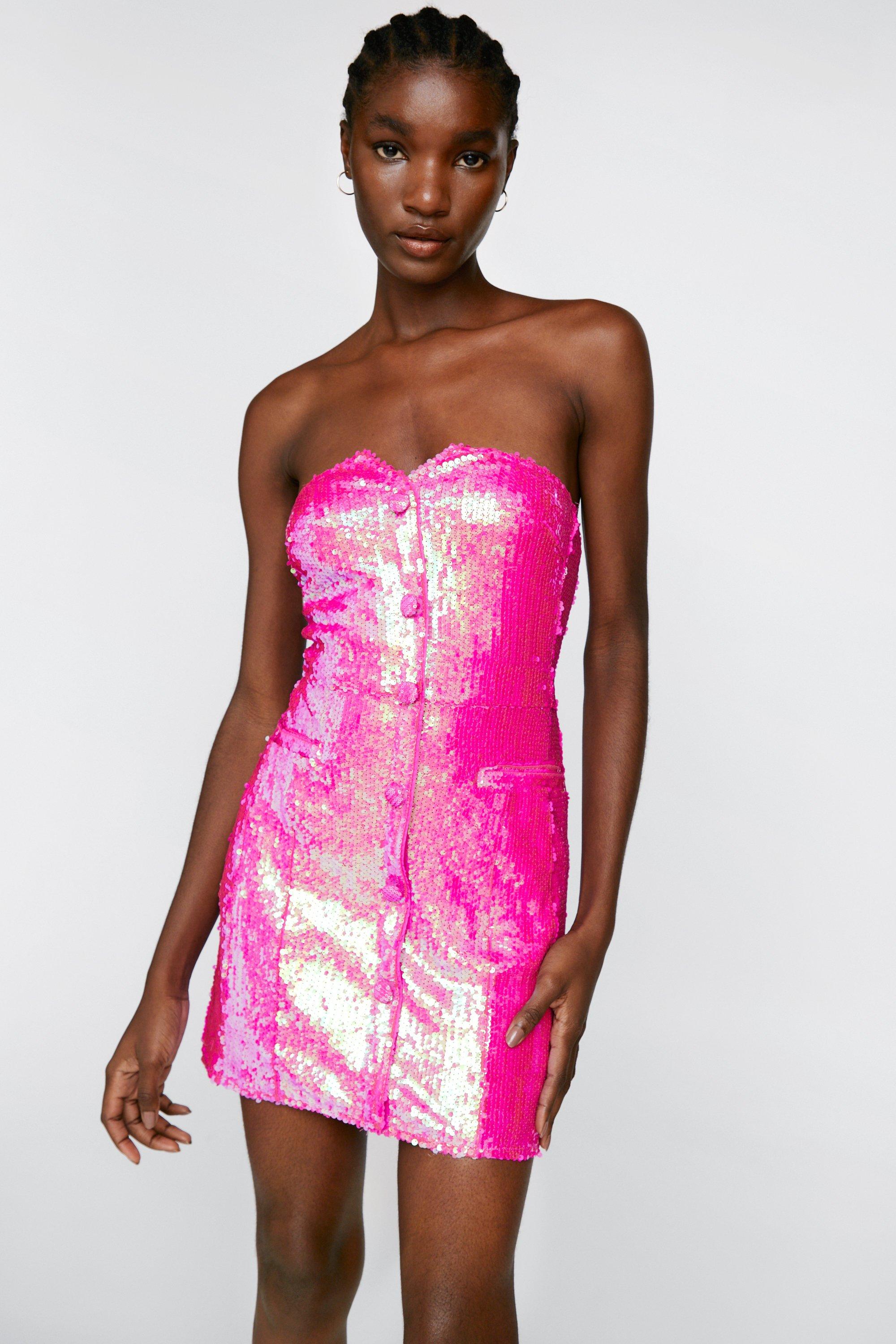 Bright pink sparkly outlet dress