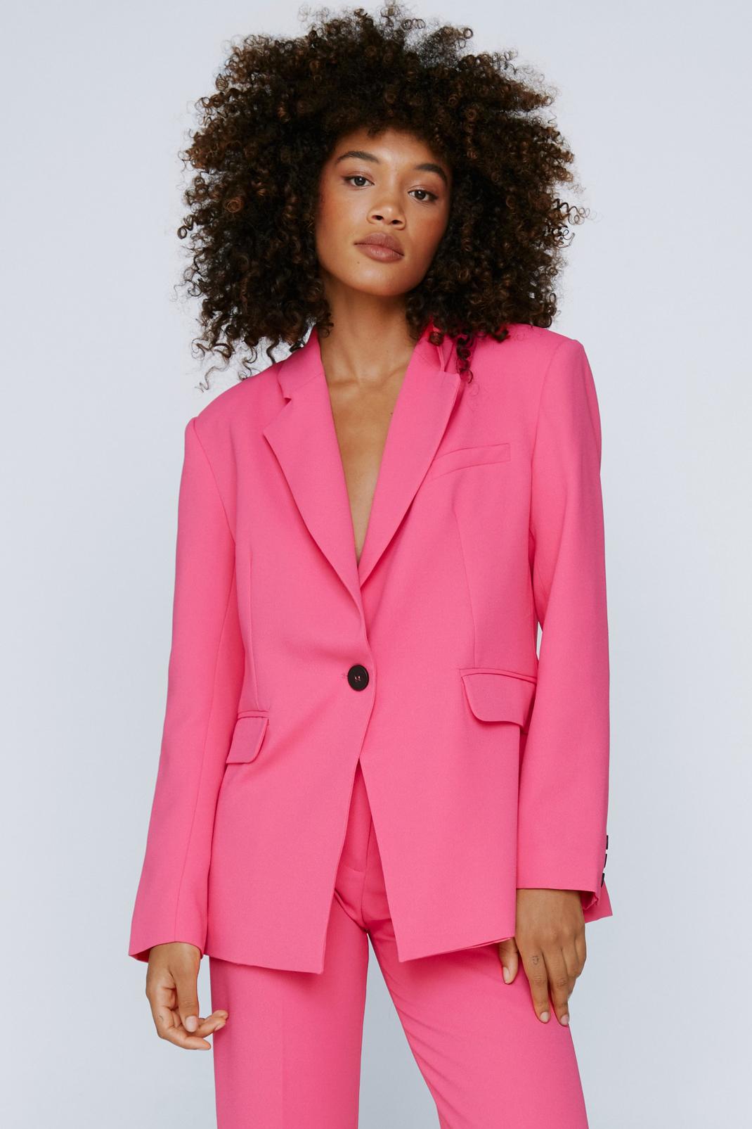 Coral pink Single Button Oversized Blazer image number 1