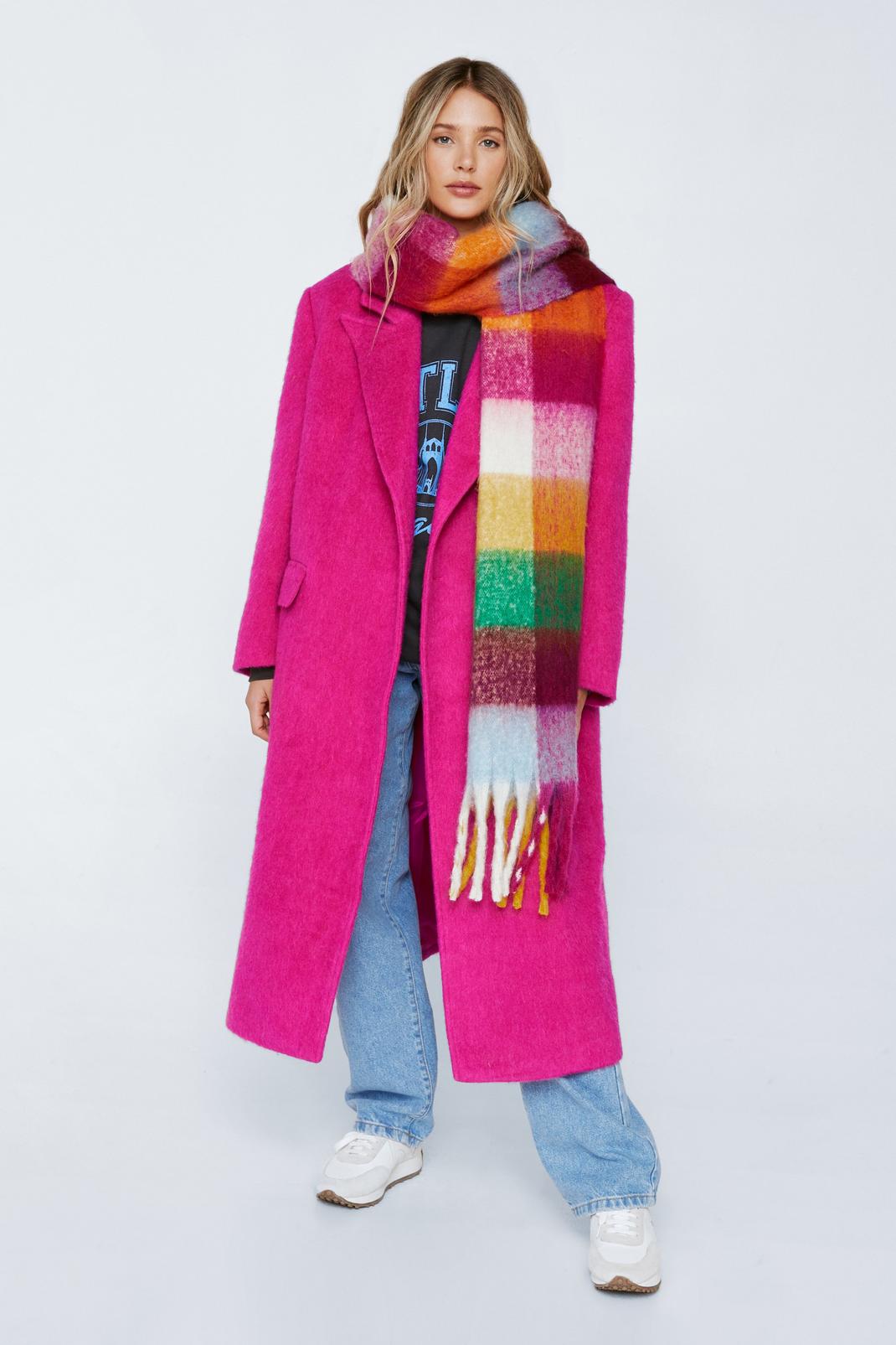 Manteau long en laine mélangée premium, Pink image number 1
