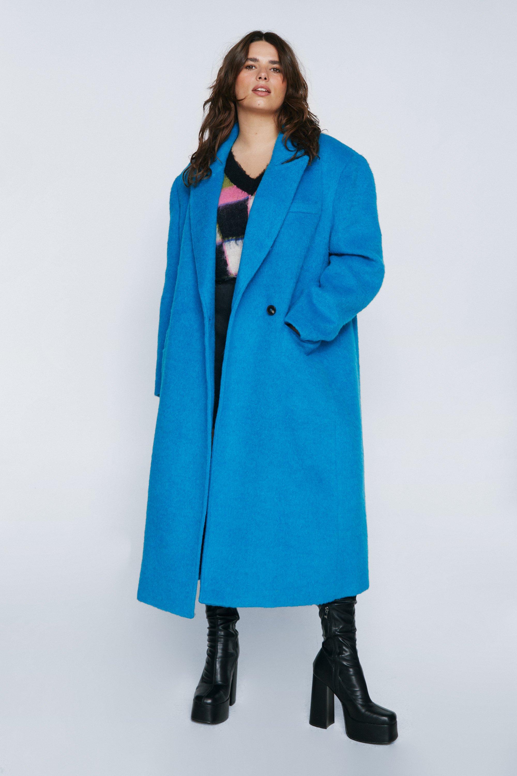 Plus size full hot sale length wool coat