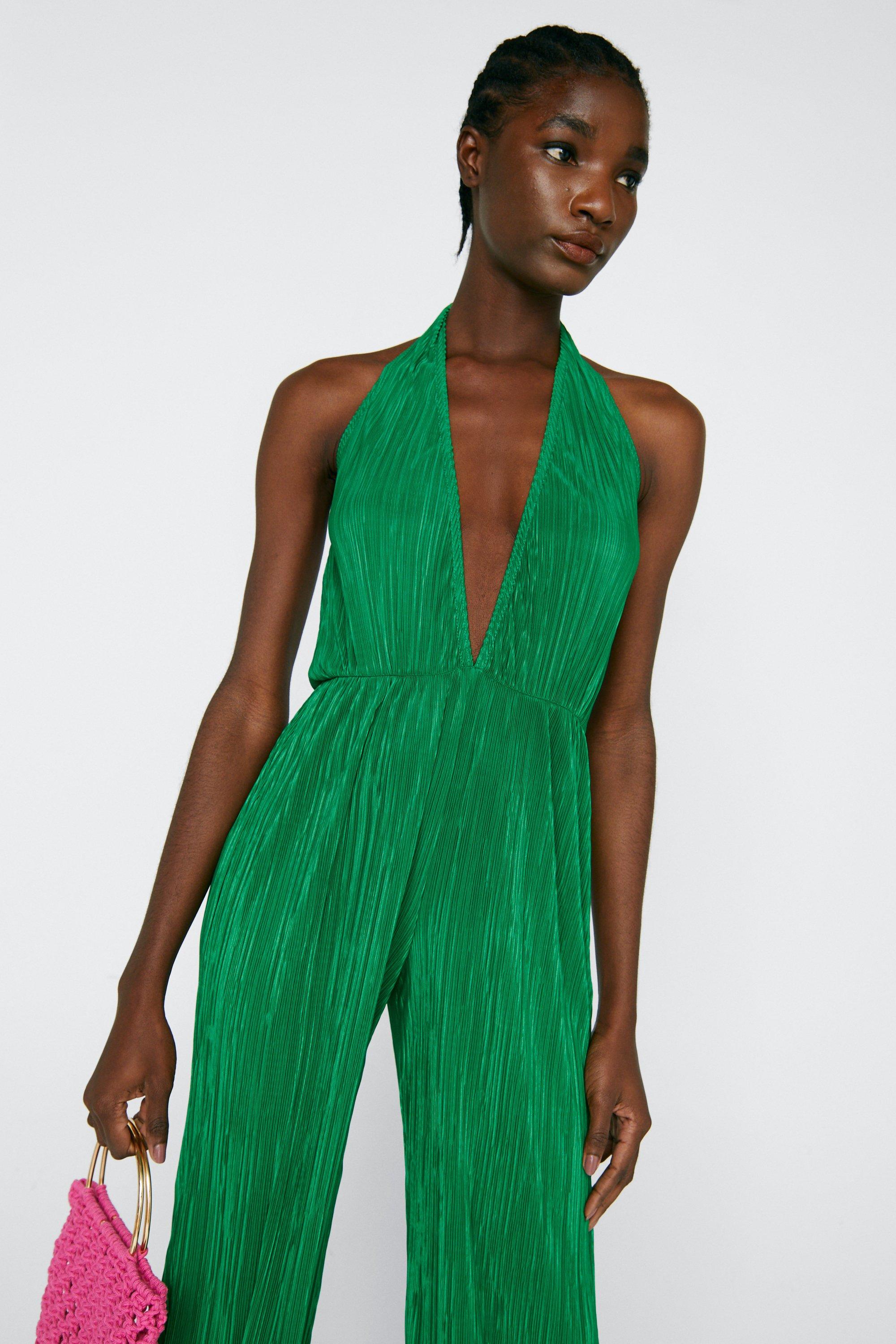 Green cheap plunge jumpsuit