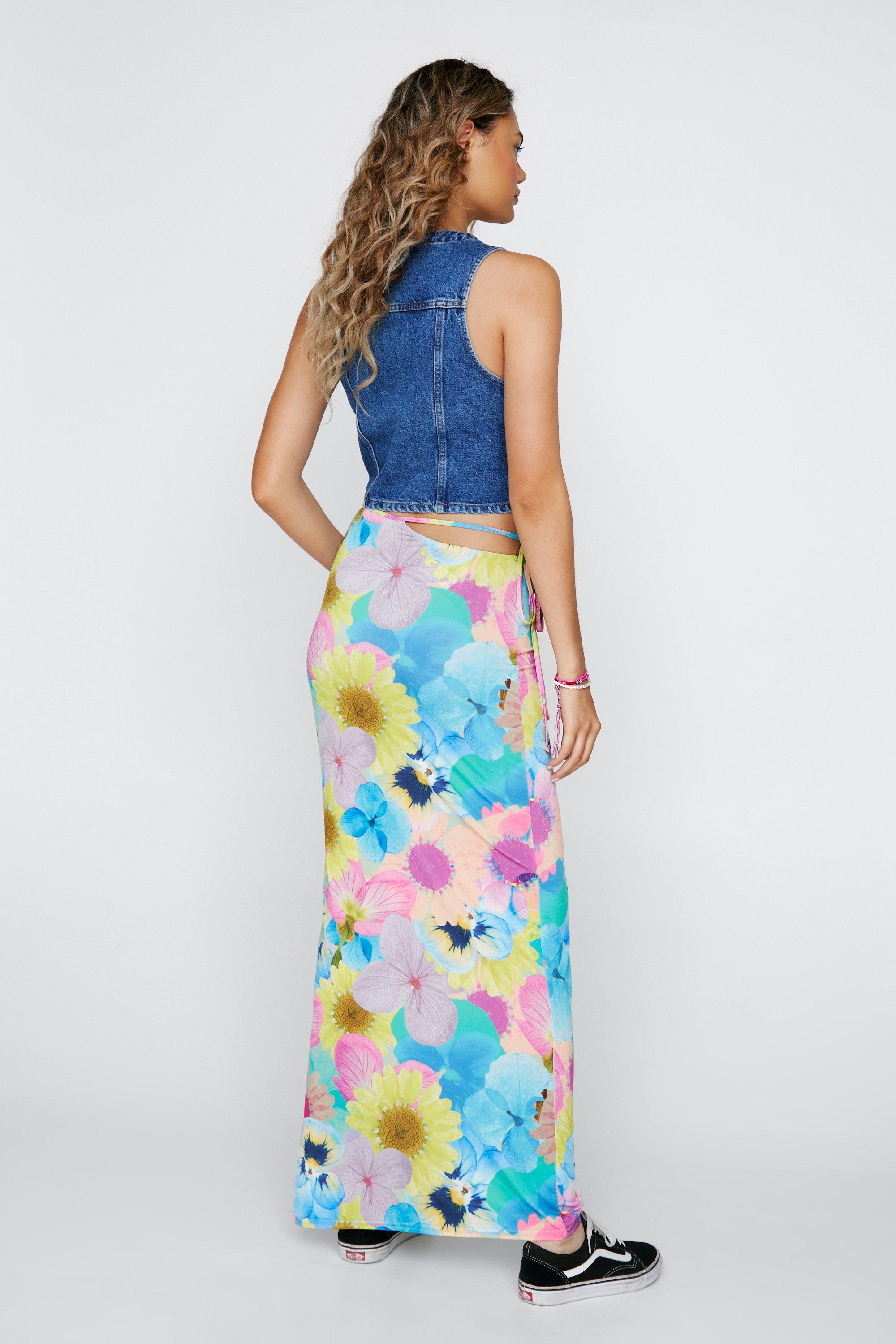 Maxi skirt tie store waist