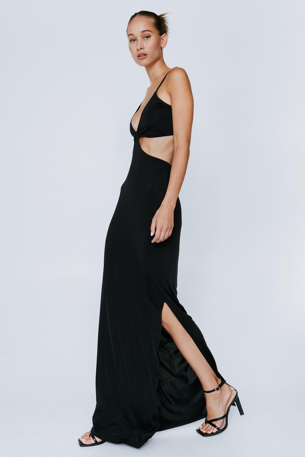 Slinky Cut Out Plunge Neck Midi Dress image number 1