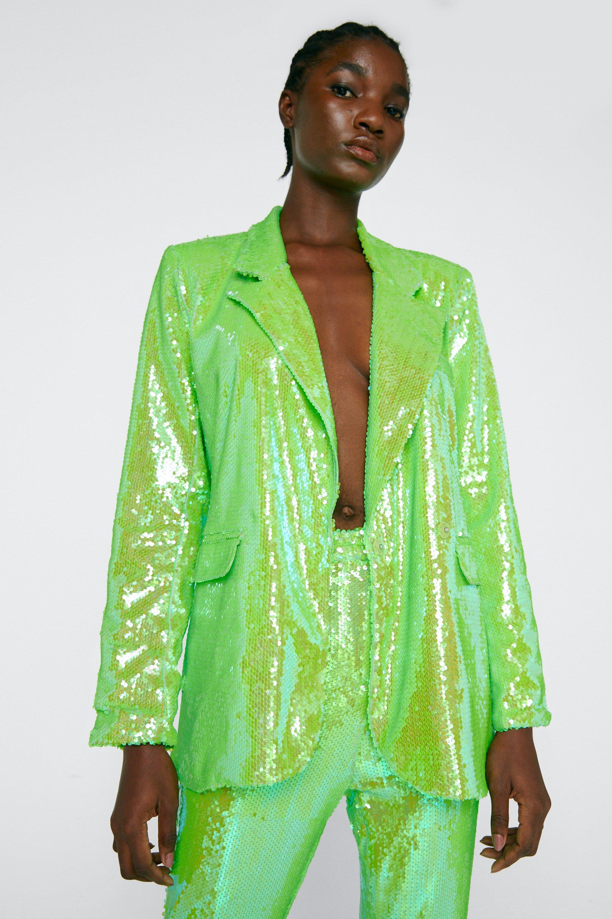 Green glitter blazer sale