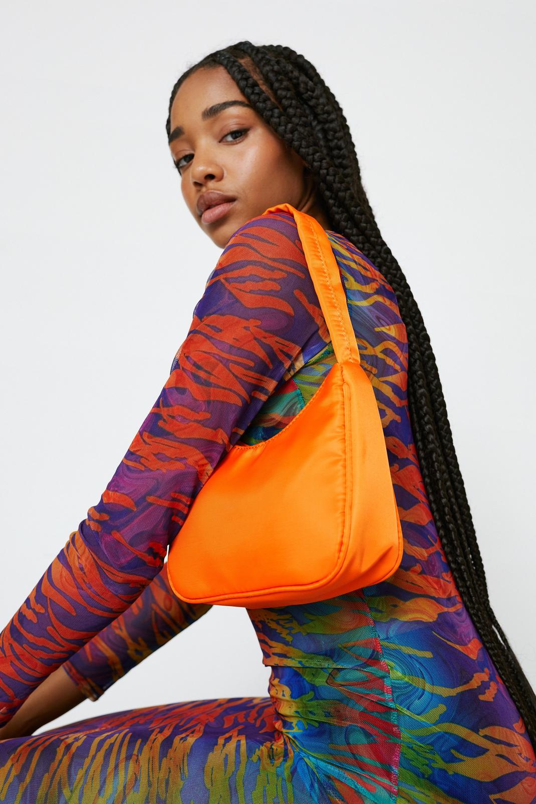 Orange Nylon Shoulder Bag image number 1