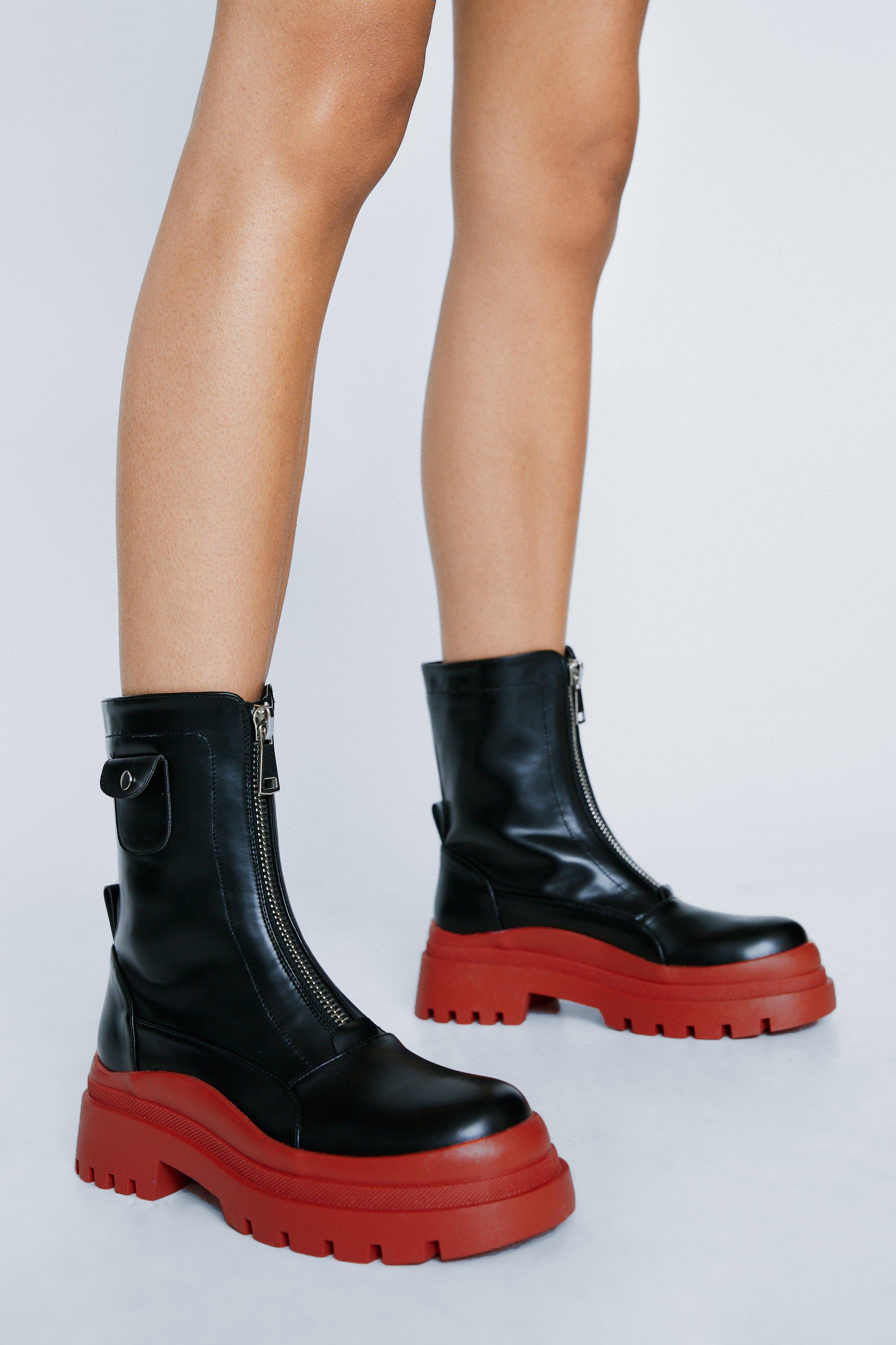 Zip front biker on sale boots