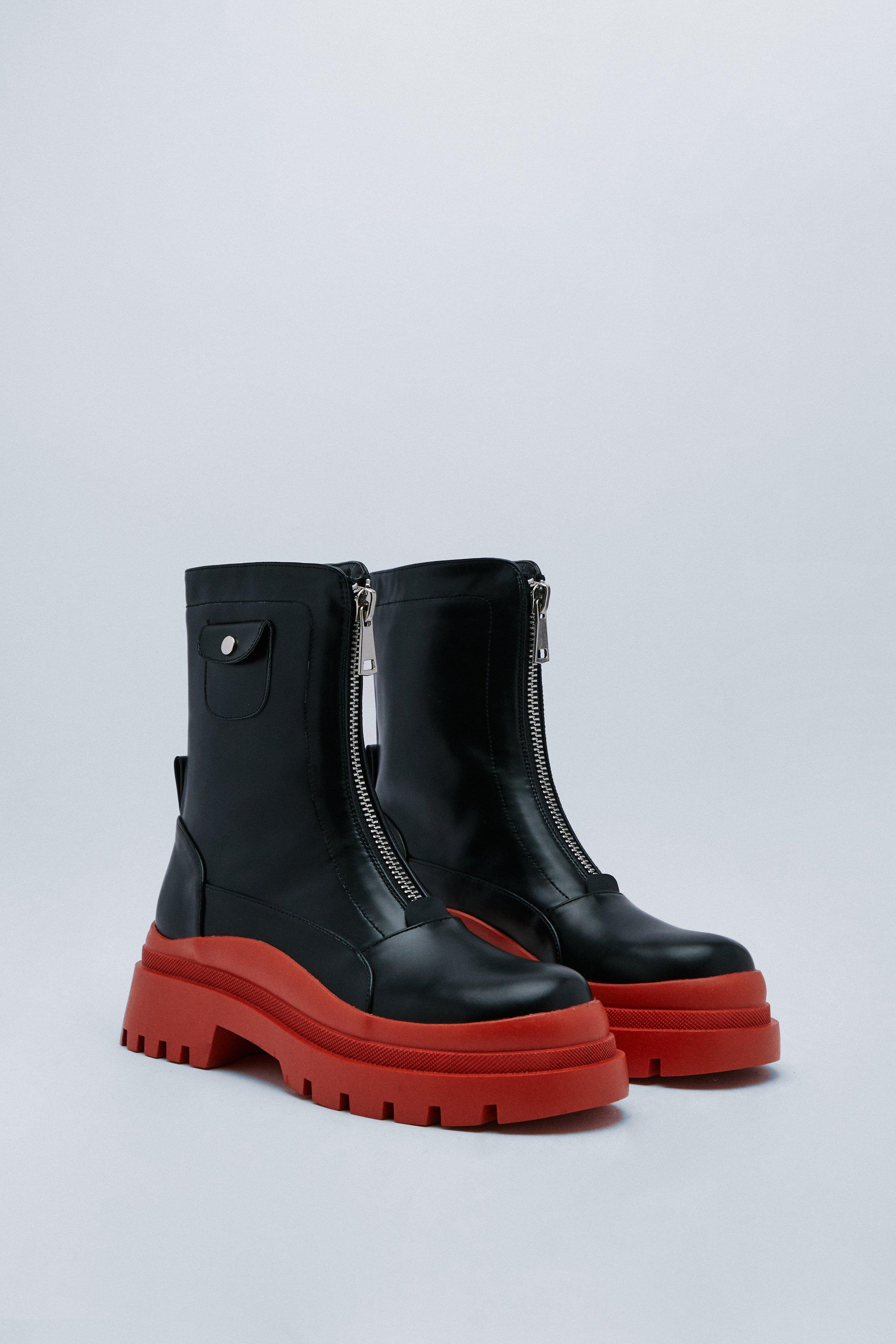 Zip hot sale biker boots