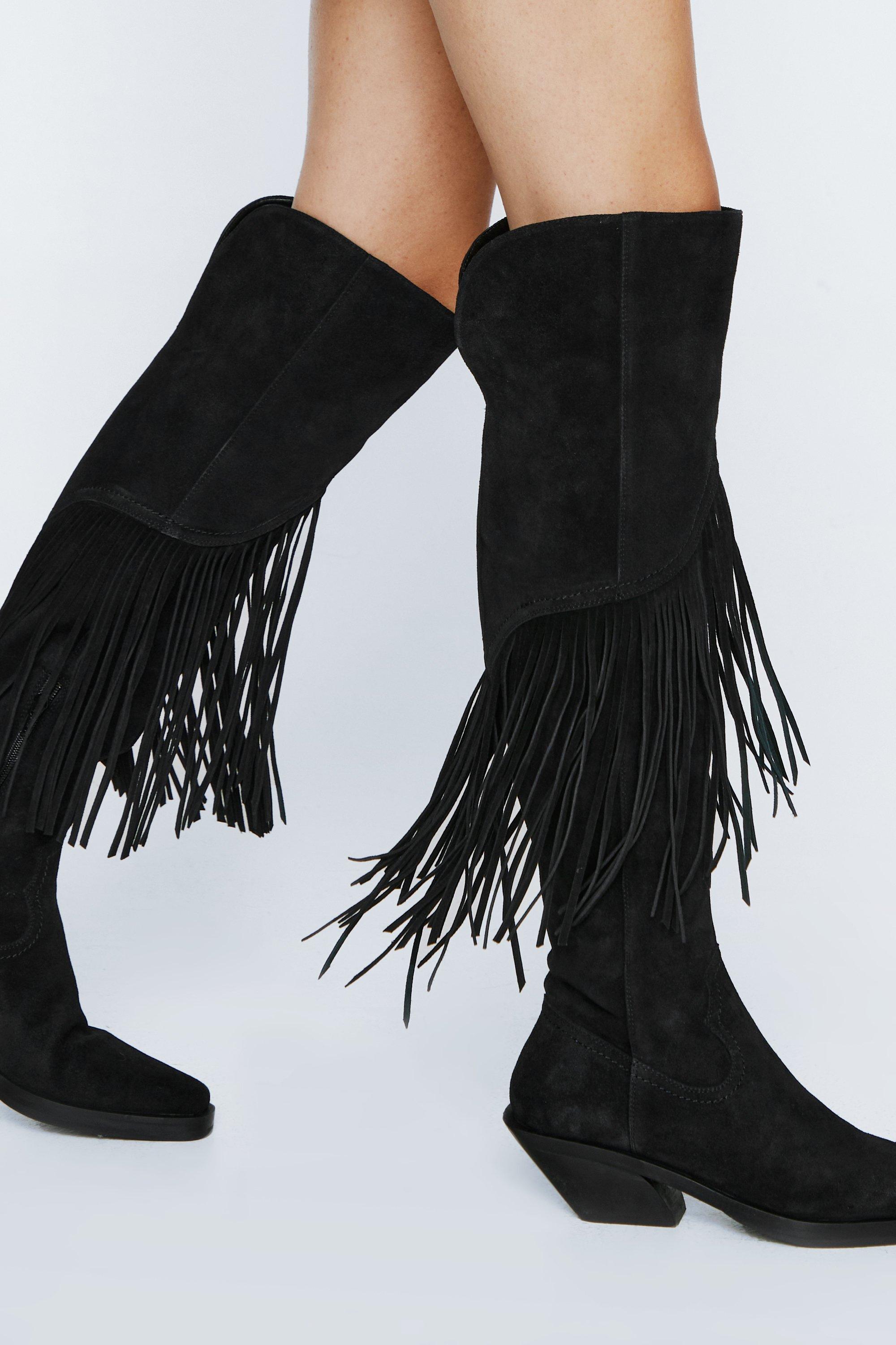 Black 2025 tassle boots