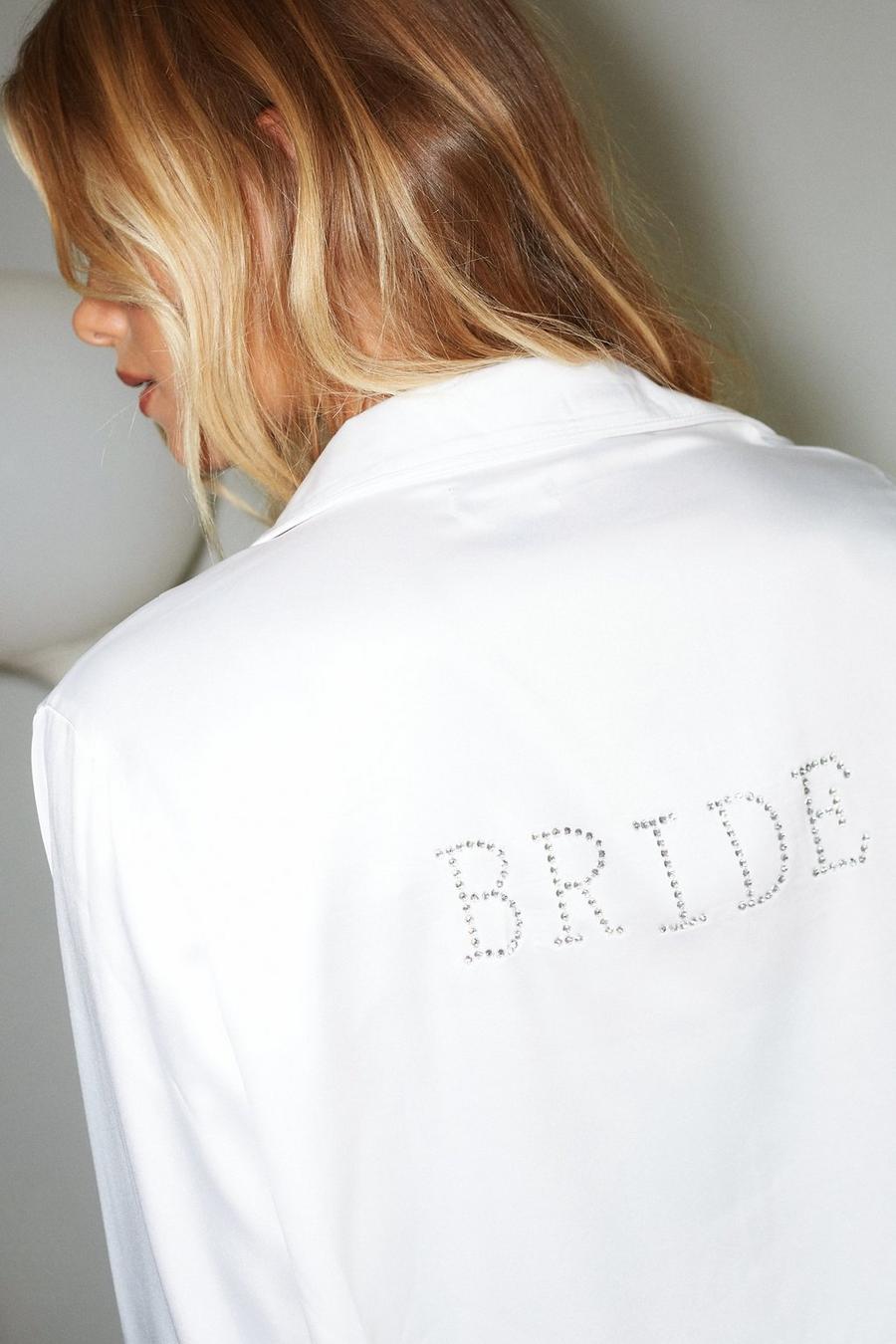 ‘Bride’ Diamante And Feather Short Pajama Set